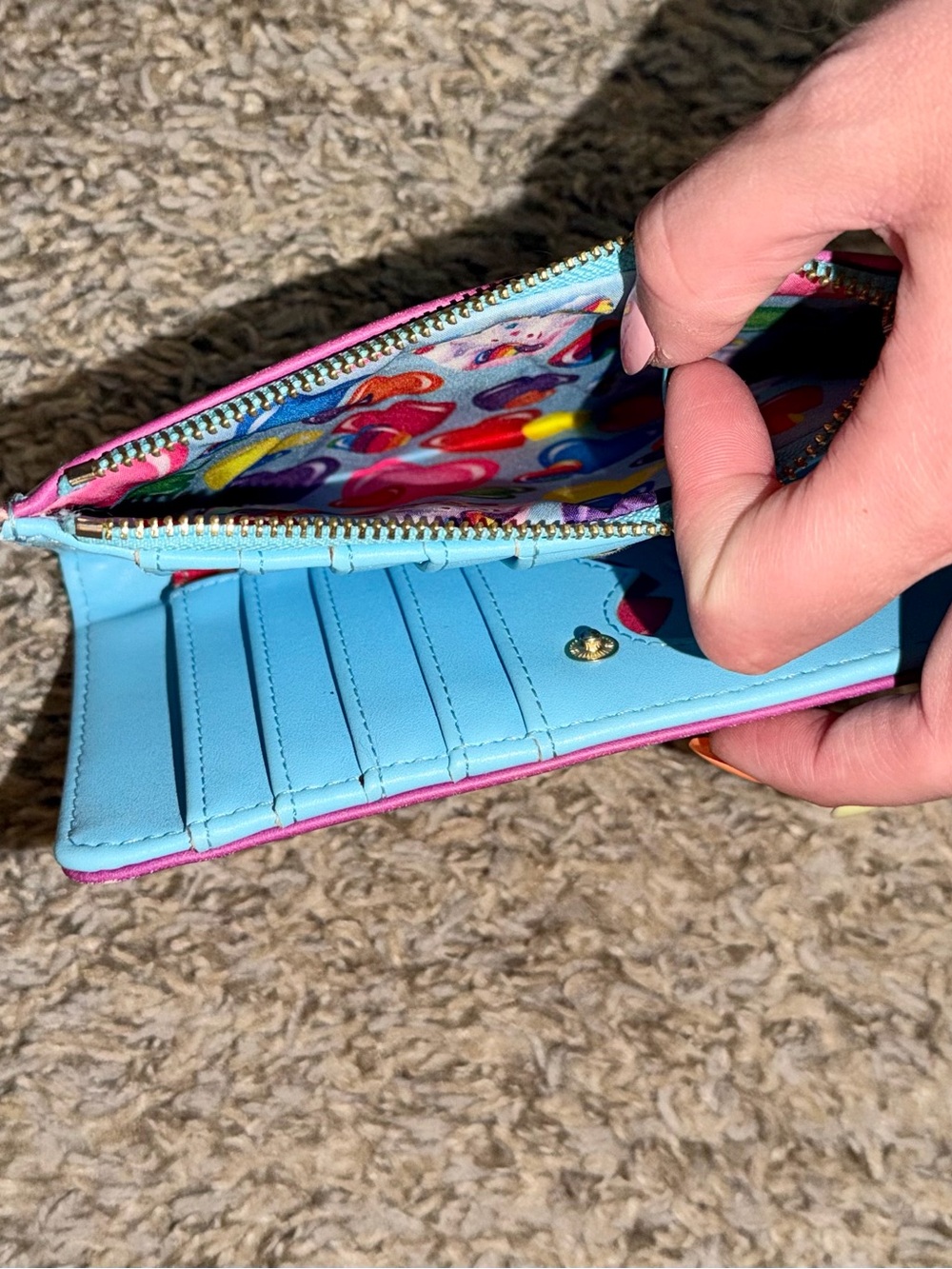 Loungefly Pink and Blue Rainbow Hearts Wallet - Picture 3 of 5
